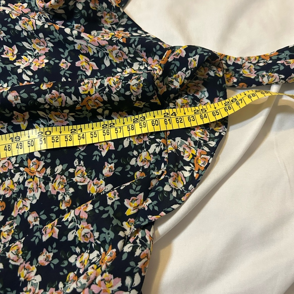 Max Studio Floral Print Ruffle Sleeve Tie Waist Dress Navy Pink Size 1X. NWOT - Picture 14 of 14